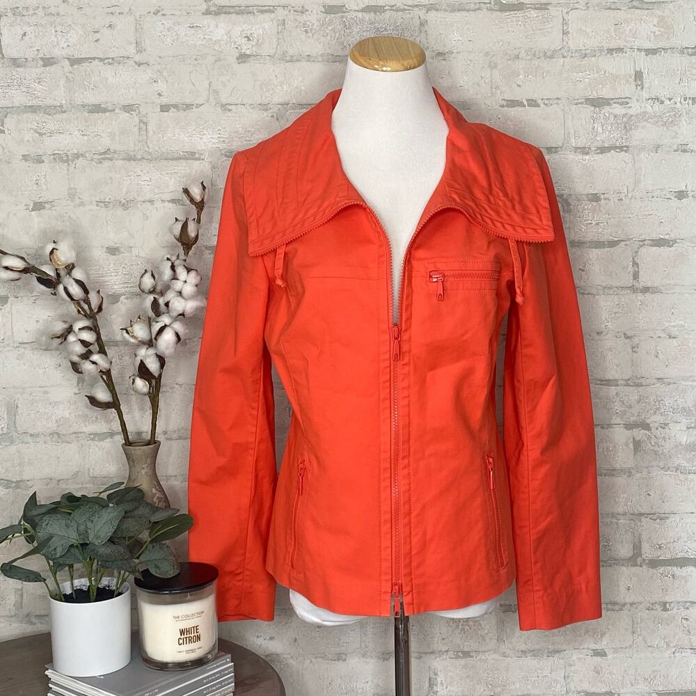 Lafayette 148 New York | Orange Coral Full Zip Lightweight Jacket
